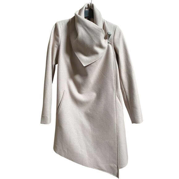 AllSaints City Monument Coat Italian Wool Draped Asymmetric US 2 Blush Beige - Picture 1 of 16